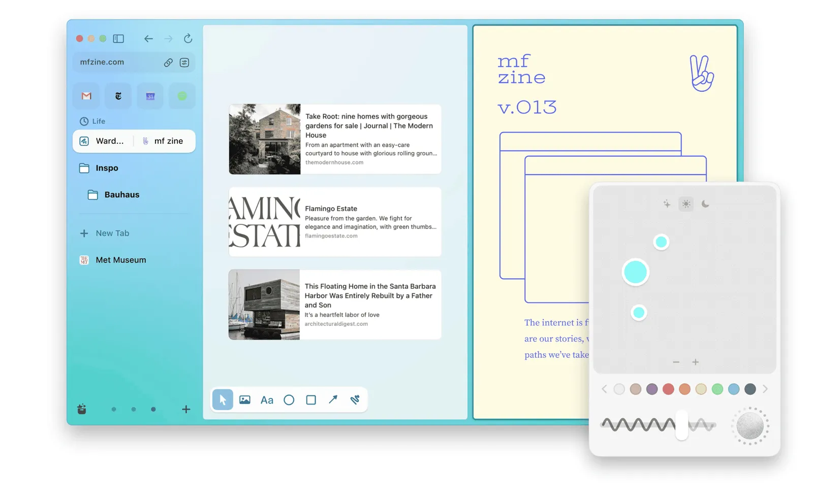 Arc’s interface is warm, rounded and slightly handmade. It looks like a product for arranging your digital life, rather than a professional tool built for getting work done.