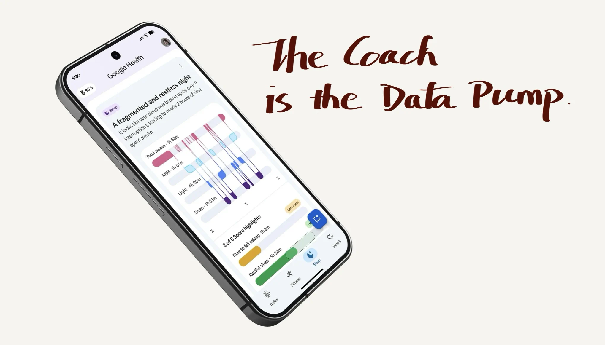 Fig 0. Three weeks on a Fitbit Air. The coach is not a chatbot bolted onto a tracker. It is the reason the tracker exists.