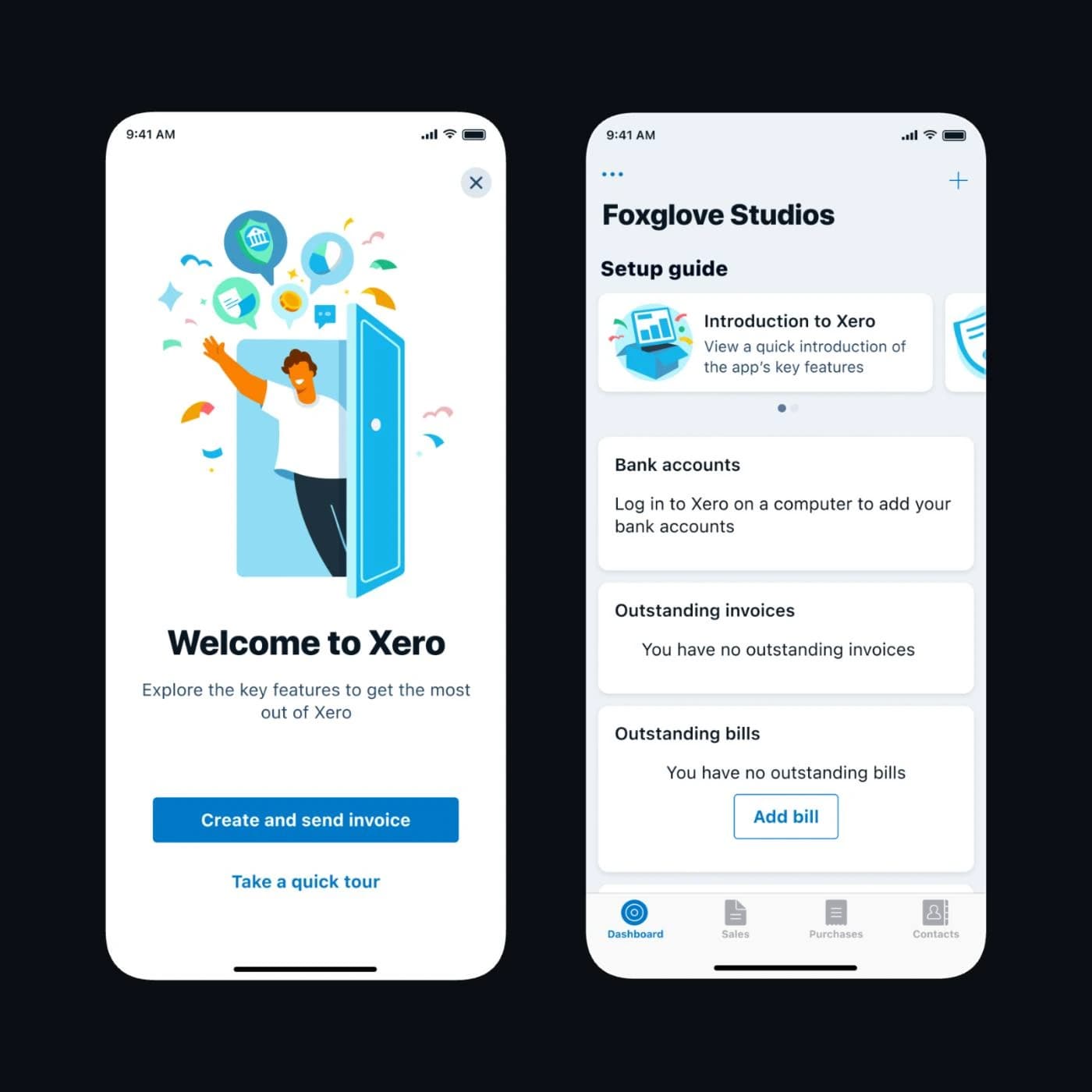 Xero Guided Setup welcome CTA on mobile