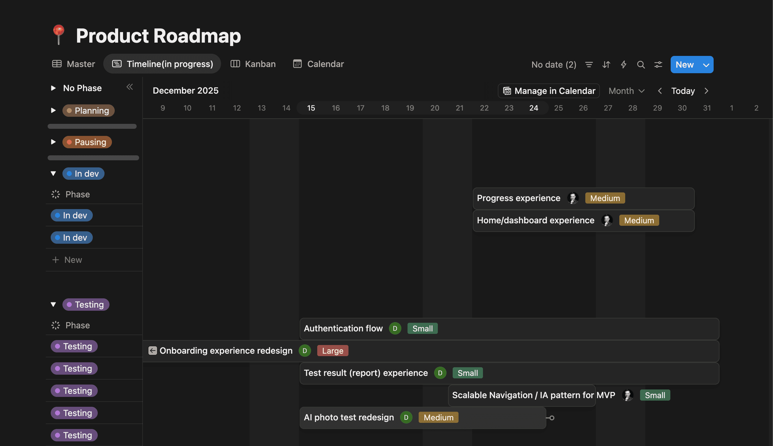 Product roadmap example
